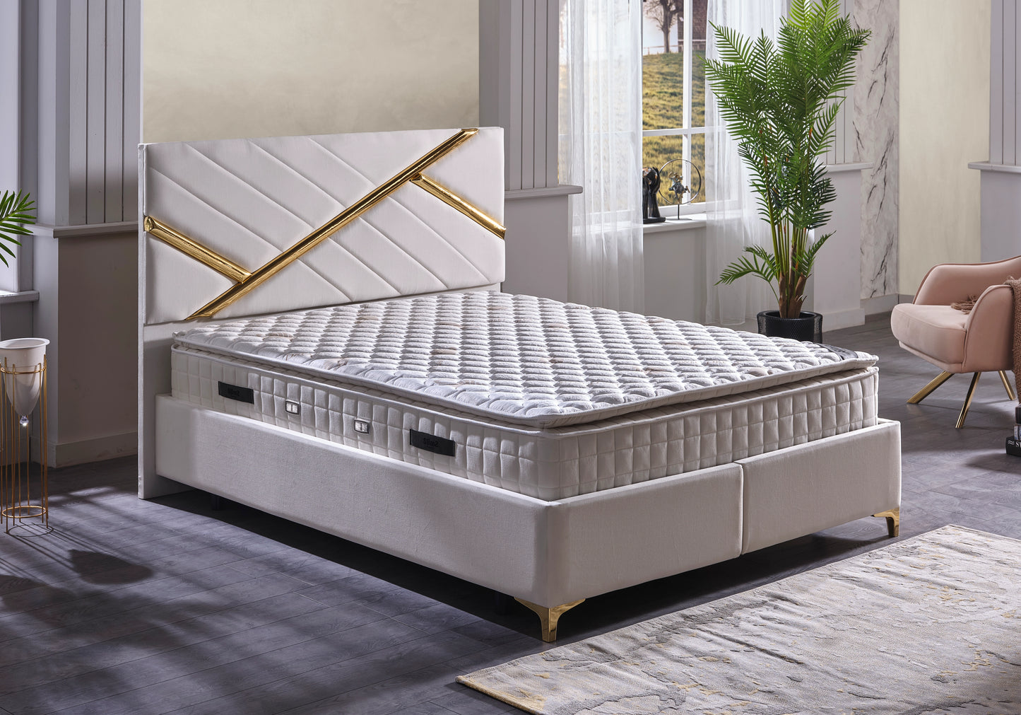 Lit coffre complet avec matelas tête de lit - TOKYO