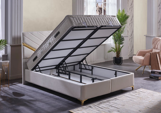 Lit coffre complet avec matelas tête de lit - TOKYO
