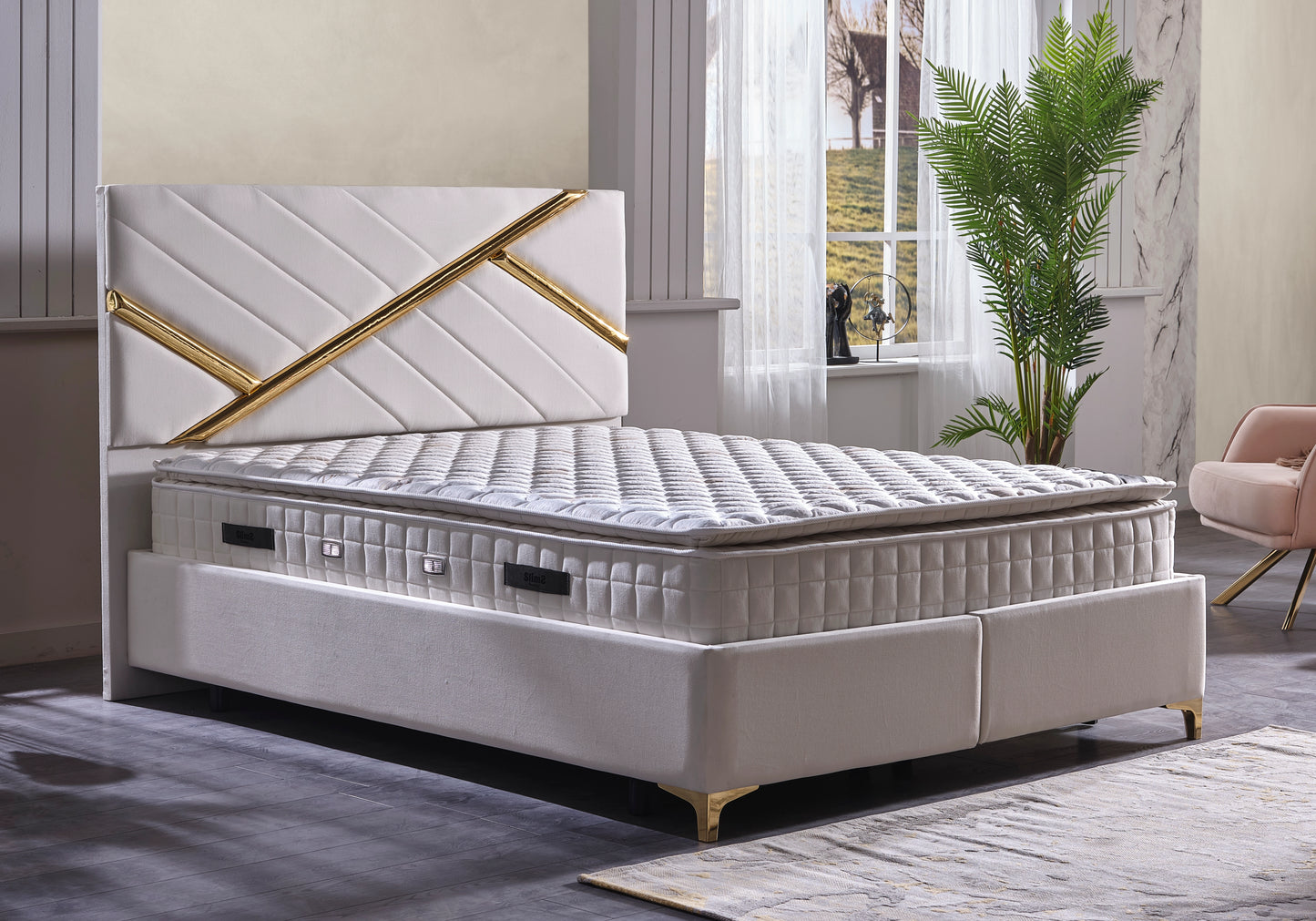 Lit coffre complet avec matelas tête de lit - TOKYO