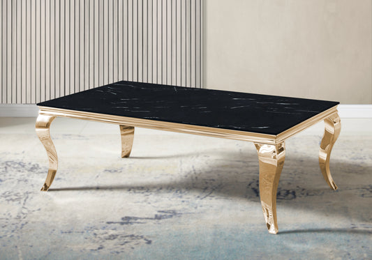 Table basse rectangulaire marbre noir or – Neo