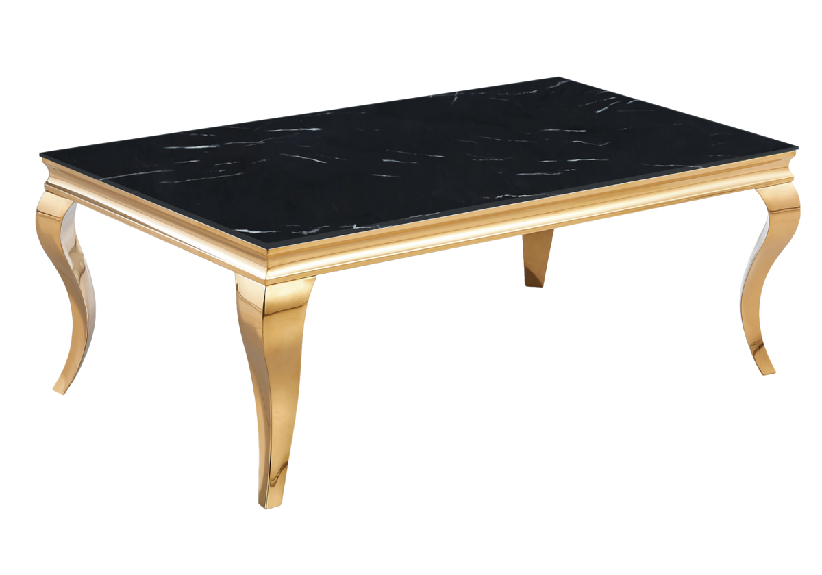 Table basse rectangulaire marbre noir or - Neo