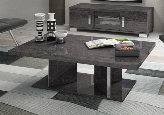Table Basse Bouleau Gris Design Chic – Sarah Rectangulaire Status