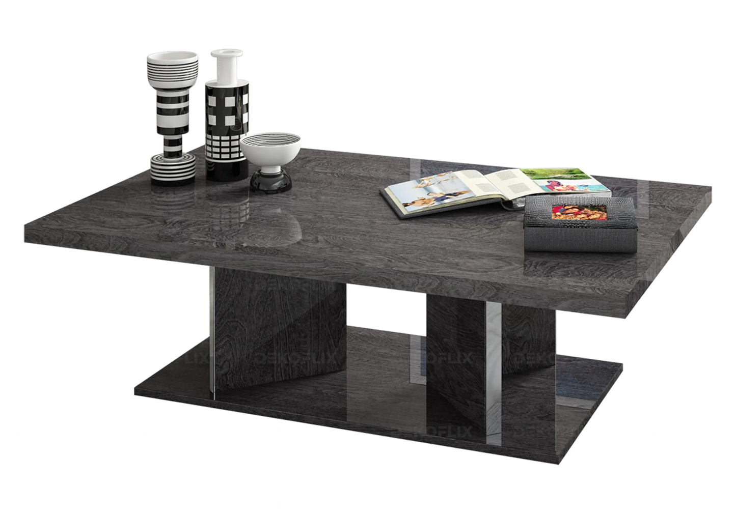 Table Basse Bouleau Gris Design Chic – Sarah Rectangulaire Status