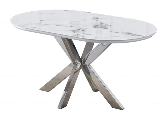 Table Marbre Blanc et Chaises Grises Argentés – NORA Galerie du Mobilier