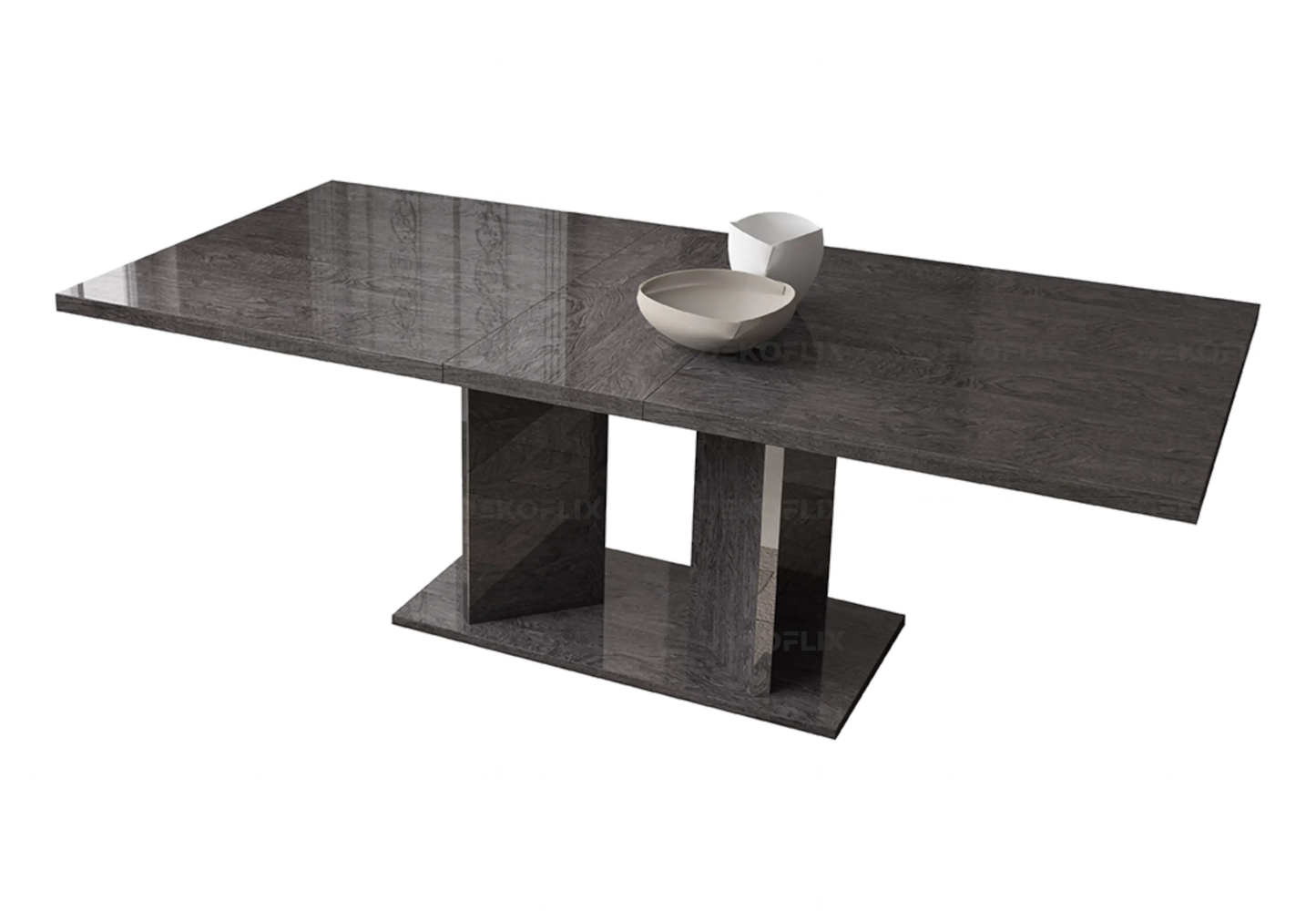 Table à Manger Bouleau Gris Design Extensible – Sarah Status