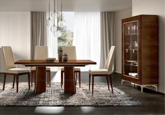 Table à Manger Noyer Doré – Élégance Eva italienne DEKOFLIX