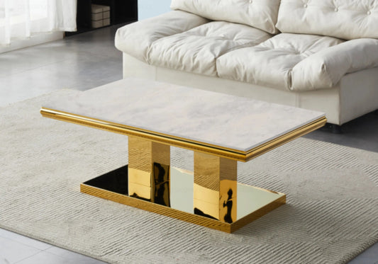 Table à manger marbre beige argent design VERSUS New Design