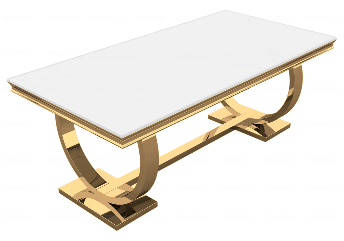 Table à manger verre blanc dorée design BOBO New Design