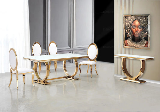 Table à manger verre blanc dorée design BOBO New Design