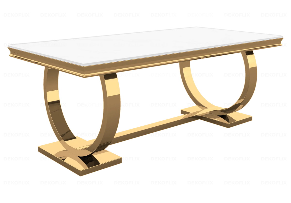 Table à manger verre blanc dorée design BOBO New Design