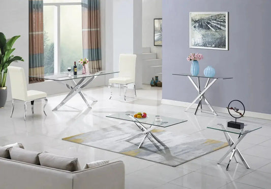 Table à manger argentée verre JOY New Design