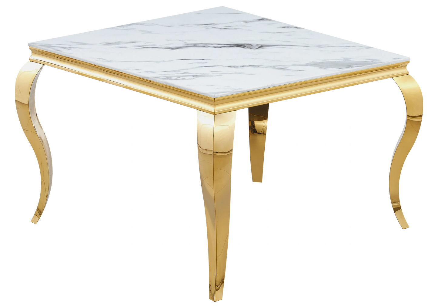 Table à manger carrée marbre blanc pied doré – NEO New Design