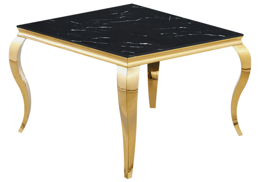 Table à manger carrée marbre noir pied doré – NEO New Design