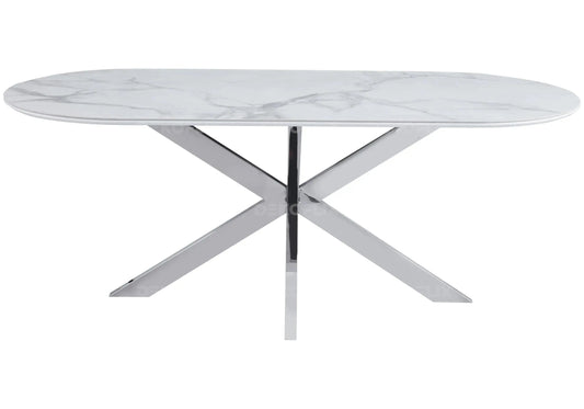 Table à manger dorée céramique marbre blanc RUIS New Design