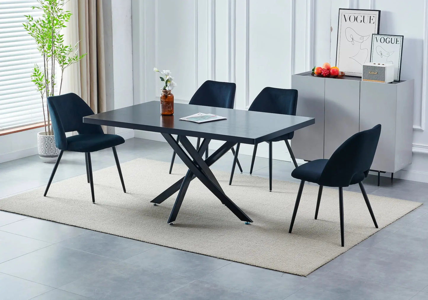 Table à manger doré bois noir JOY New Design