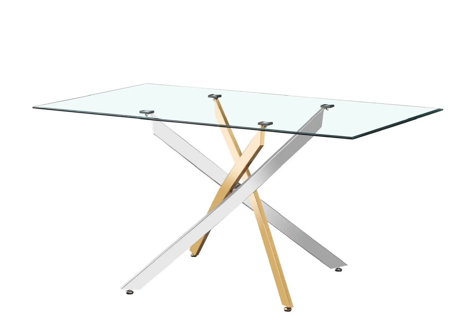 Table à manger dorée chromée verre JOY New Design