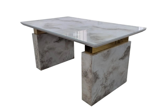 Table à manger dorée marbre beige KIZZY New Design