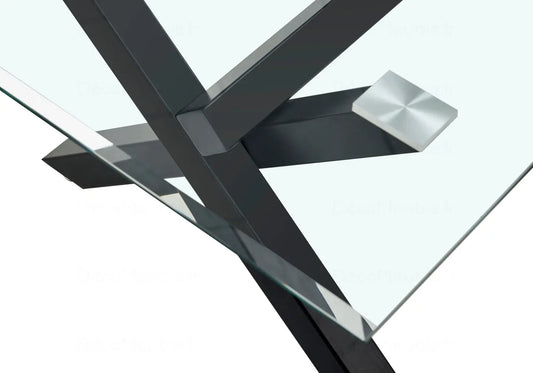 Table à manger en verre pied noir CROSS New Design