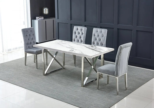 Table à manger marbre blanc CLARA New Design