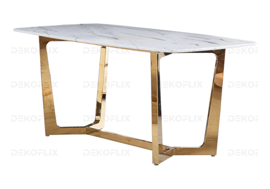 Table à manger marbre blanc doré GAYA New Design