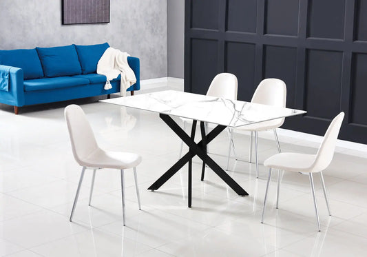 Table à manger noire marbre blanc JOY New Design