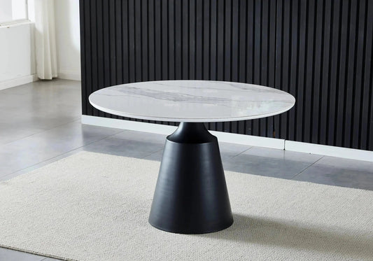Table à manger noire marbre blanc OLIVE - DEKOFLIX