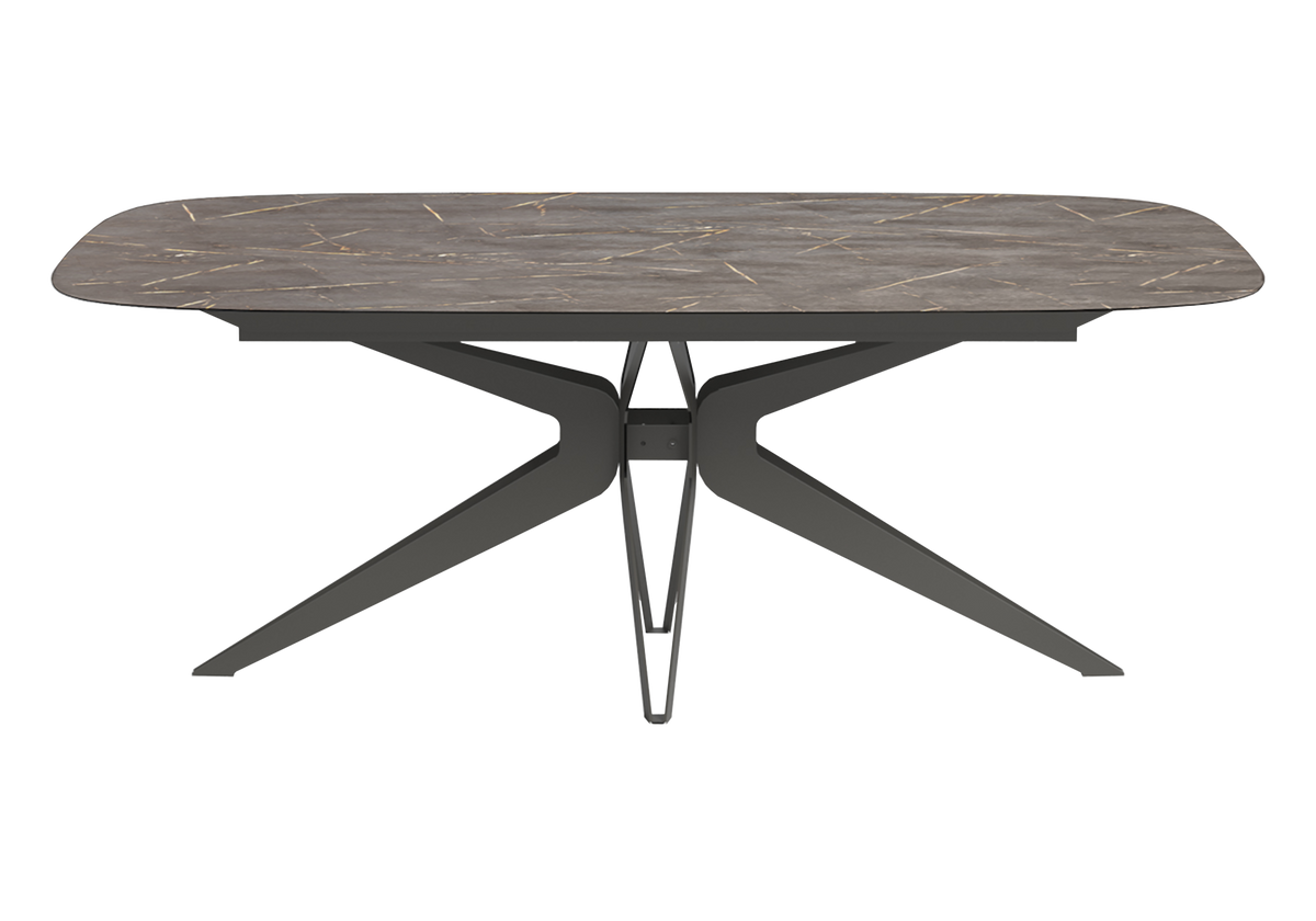 Ensemble table et 6 chaises marbre doré - Hexagon