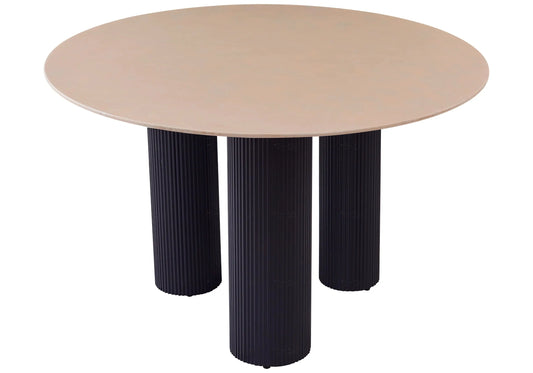 Table à manger pied noir céramique beige brillant ELIO New Design