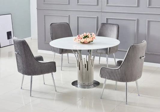 Table à manger ronde marbre blanc EVE New Design