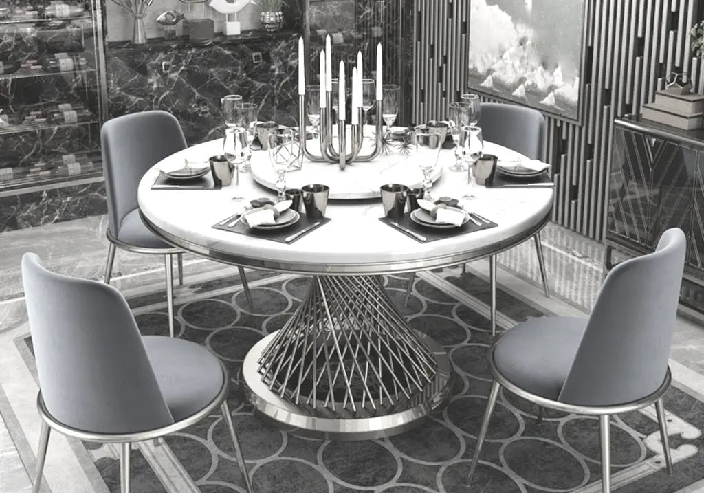 Table à manger ronde marbre blanc LUC New Design