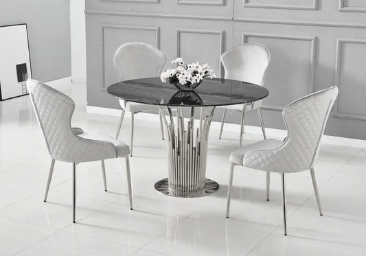 Table à manger ronde marbre noir EVE New Design