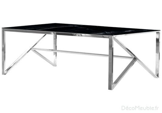 Table basse argent marbre noir JESSY New Design