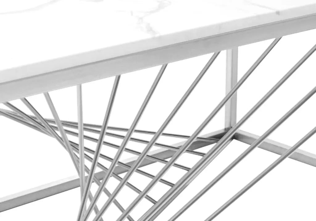 Table basse argentée marbre blanc LUC New Design