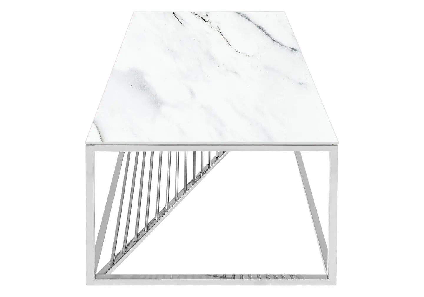 Table basse argentée marbre blanc LUC New Design