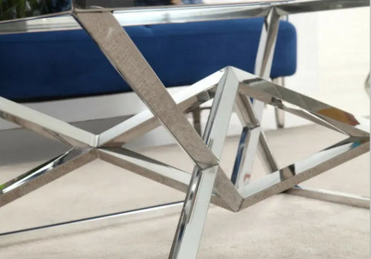 Table basse argentée marbre blanc LUXOR New Design