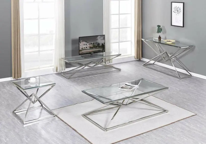 Table basse argentée marbre blanc LUXOR New Design