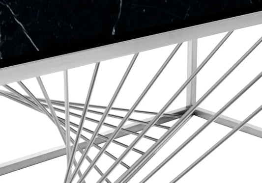 Table basse argentée marbre noir LUC New Design