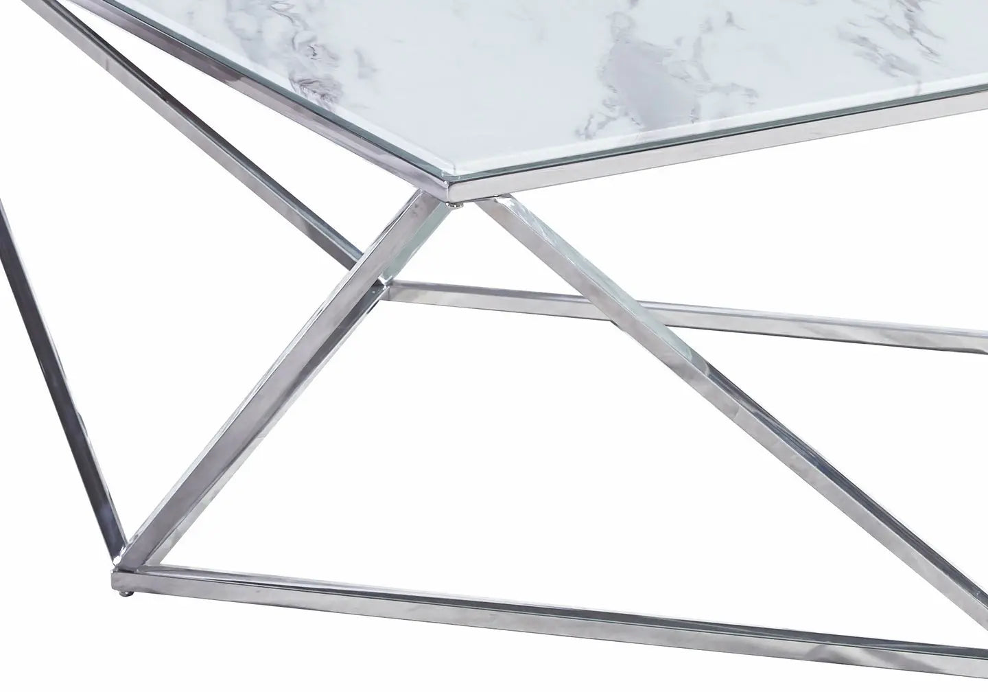 Table basse carré chrome marbre blanc ILÉA New Design
