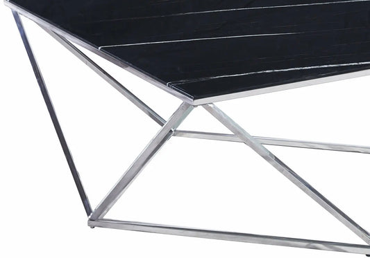 Table basse carré chrome marbre noir ILÉA New Design