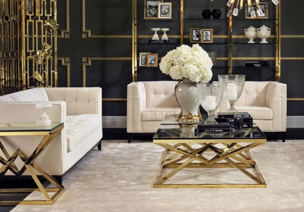 Table basse carré doré LUXOR New Design