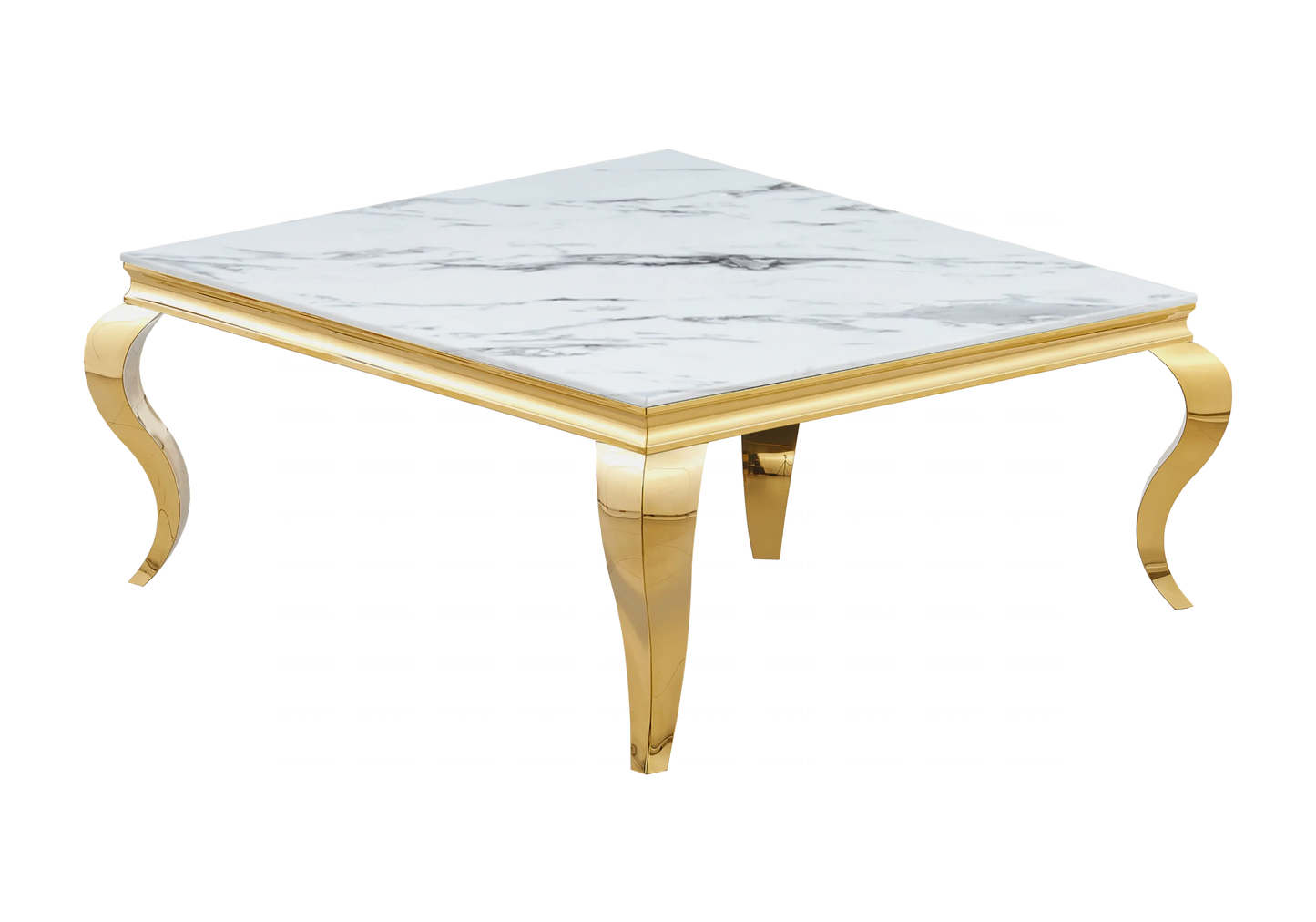 Table basse carrée marbre blanc pied doré – NEO New Design