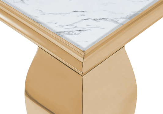Table basse carrée marbre blanc pied doré – NEO New Design