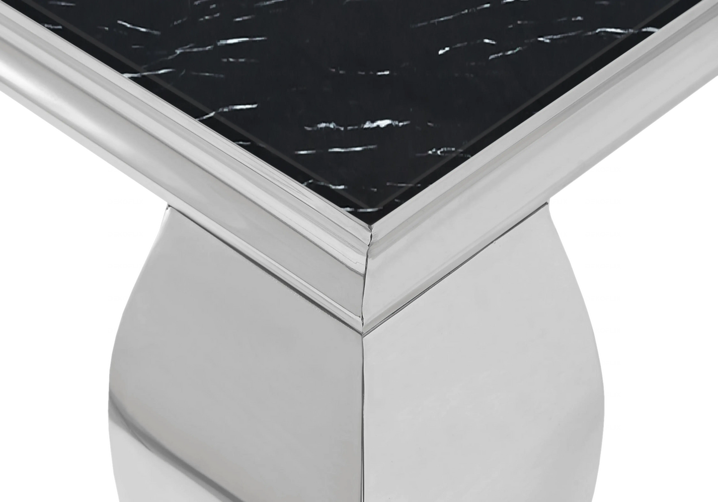 Table basse carrée marbre noir pied argenté – NEO New Design