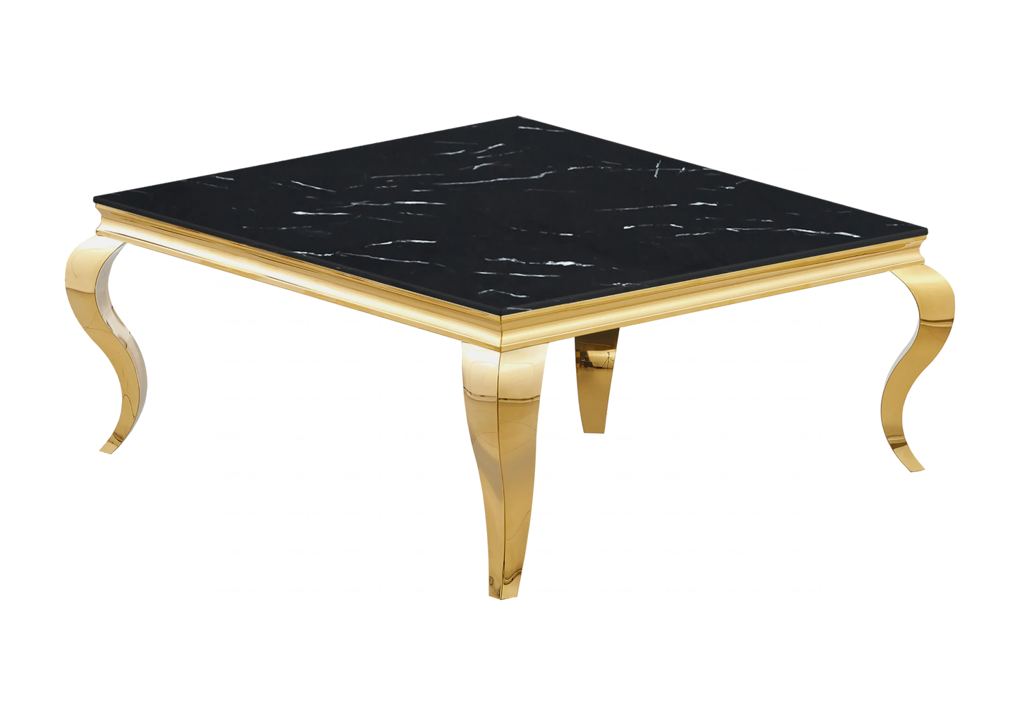 Table basse carrée marbre noir pied doré – NEO Galerie du Mobilier