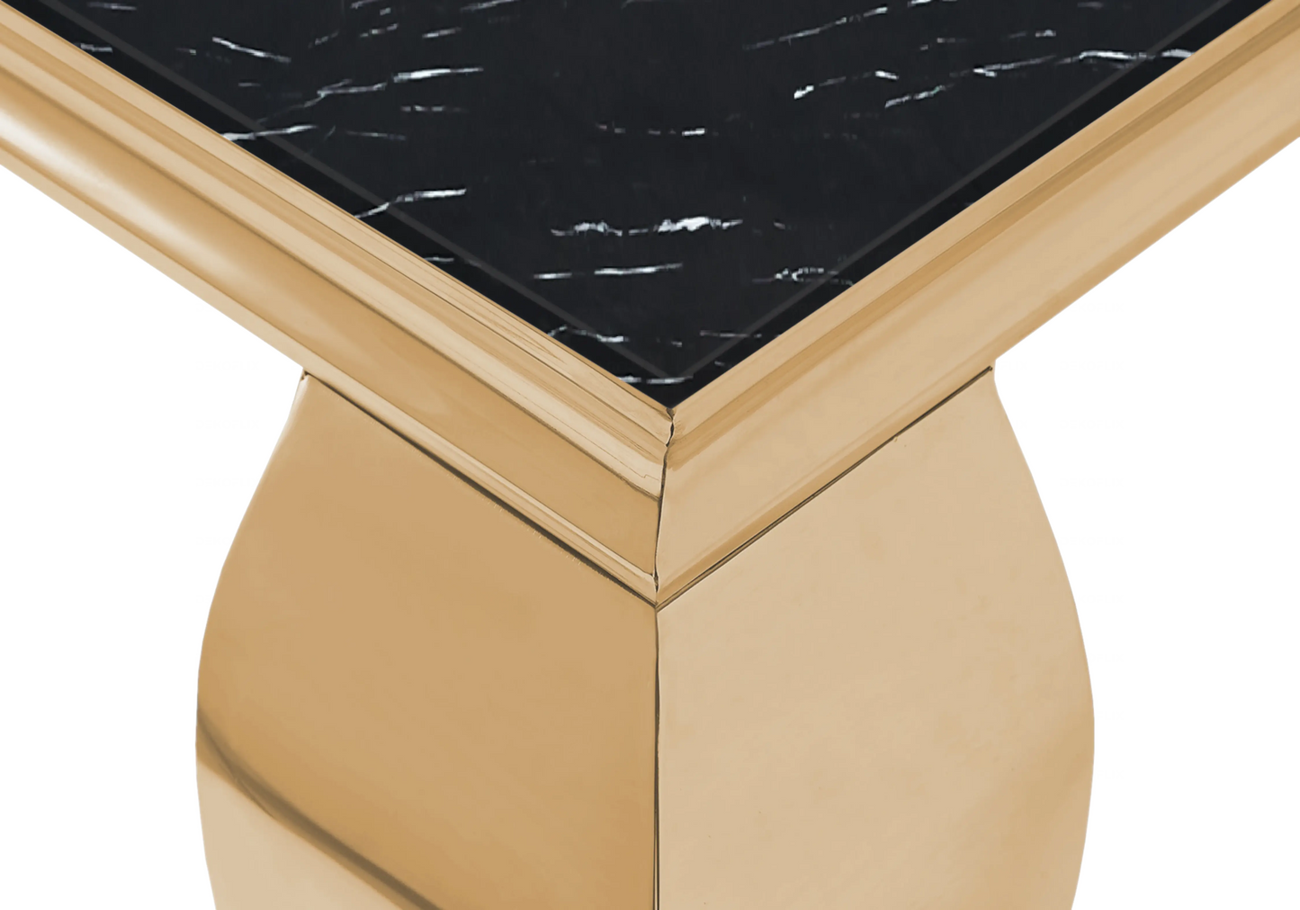 Table basse carrée marbre noir pied doré – NEO Galerie du Mobilier
