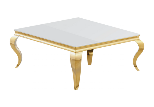 Table basse carrée verre blanc pied doré – NEO New Design
