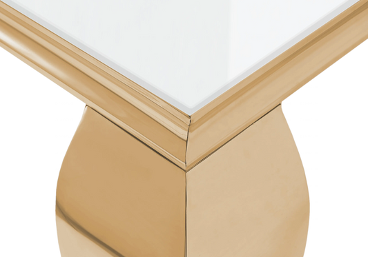 Table basse carrée verre blanc pied doré – NEO New Design