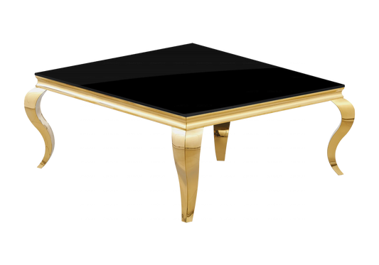 Table basse carrée verre noir pied doré – NEO New Design