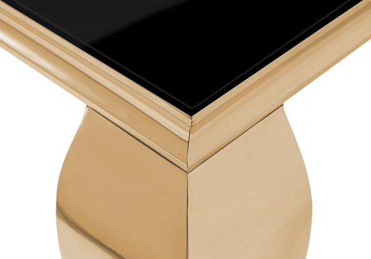Table basse carrée verre noir pied doré – NEO New Design