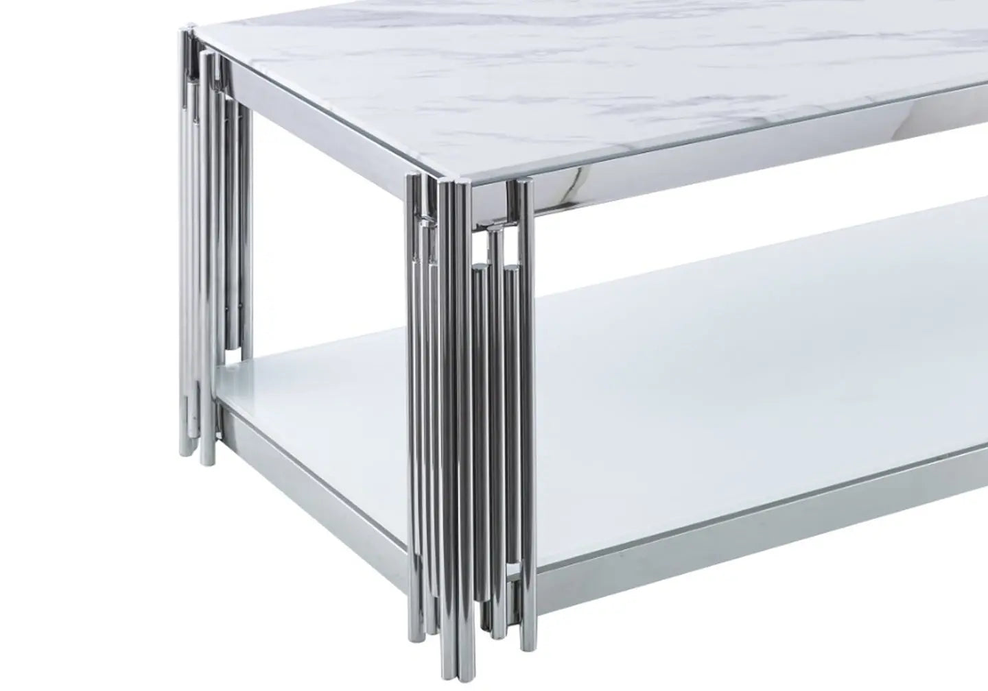 Table basse chromé marbre blanc ÈVE New Design